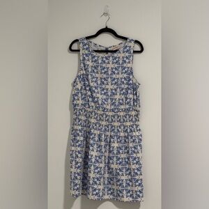Universal Thread Cream and Blue Patterned Dress